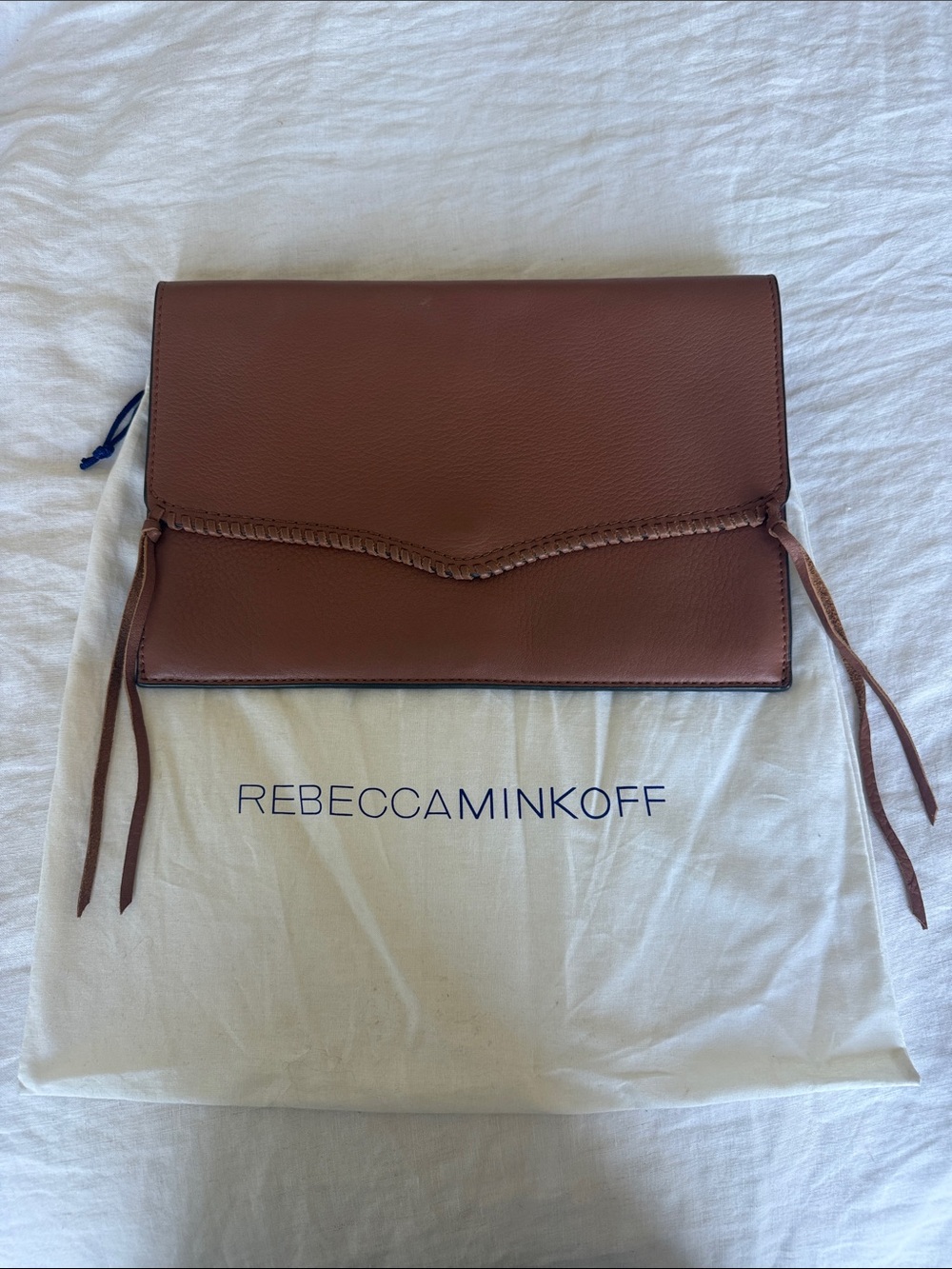 Rebecca Minkoff Panama Brown Leather Envelope Clutch